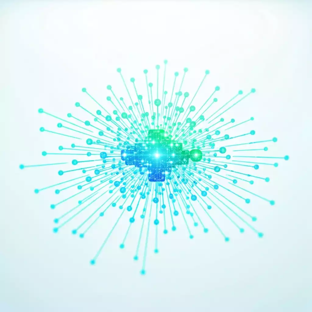 Illustration of generative AI concept with futuristic interface