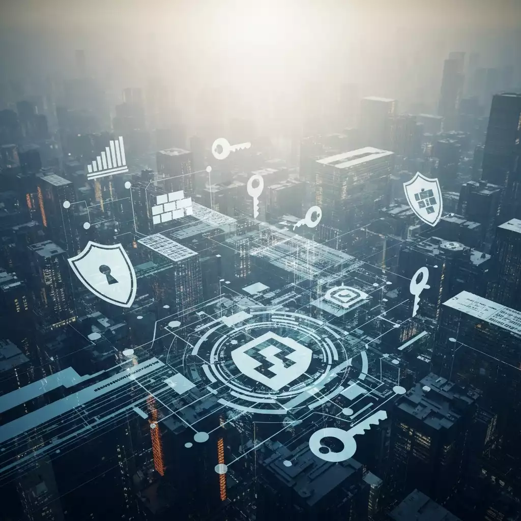 Illustrative depiction of current cybersecurity trends with abstract technology background