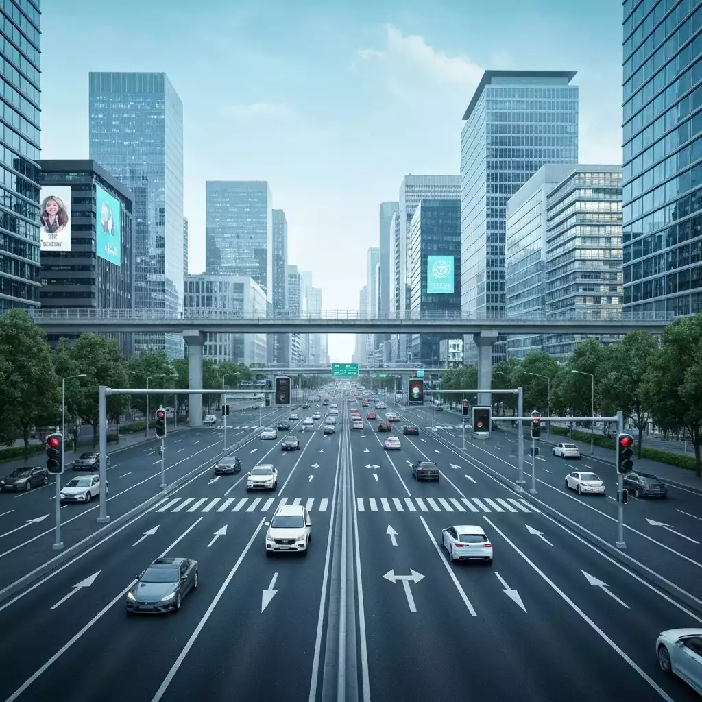 Visualization of Edge AI benefiting smart city traffic systems