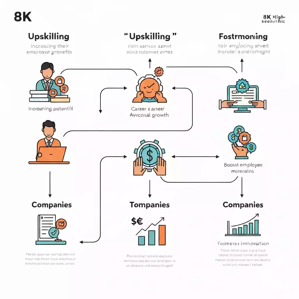 Infographic displaying the benefits of upskilling for both employees and companies
