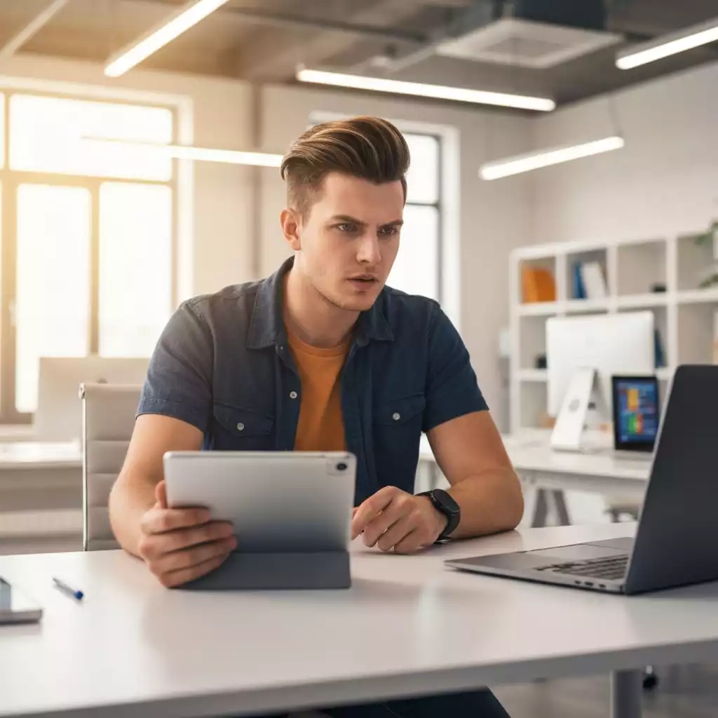 Person learning new skills with digital tools