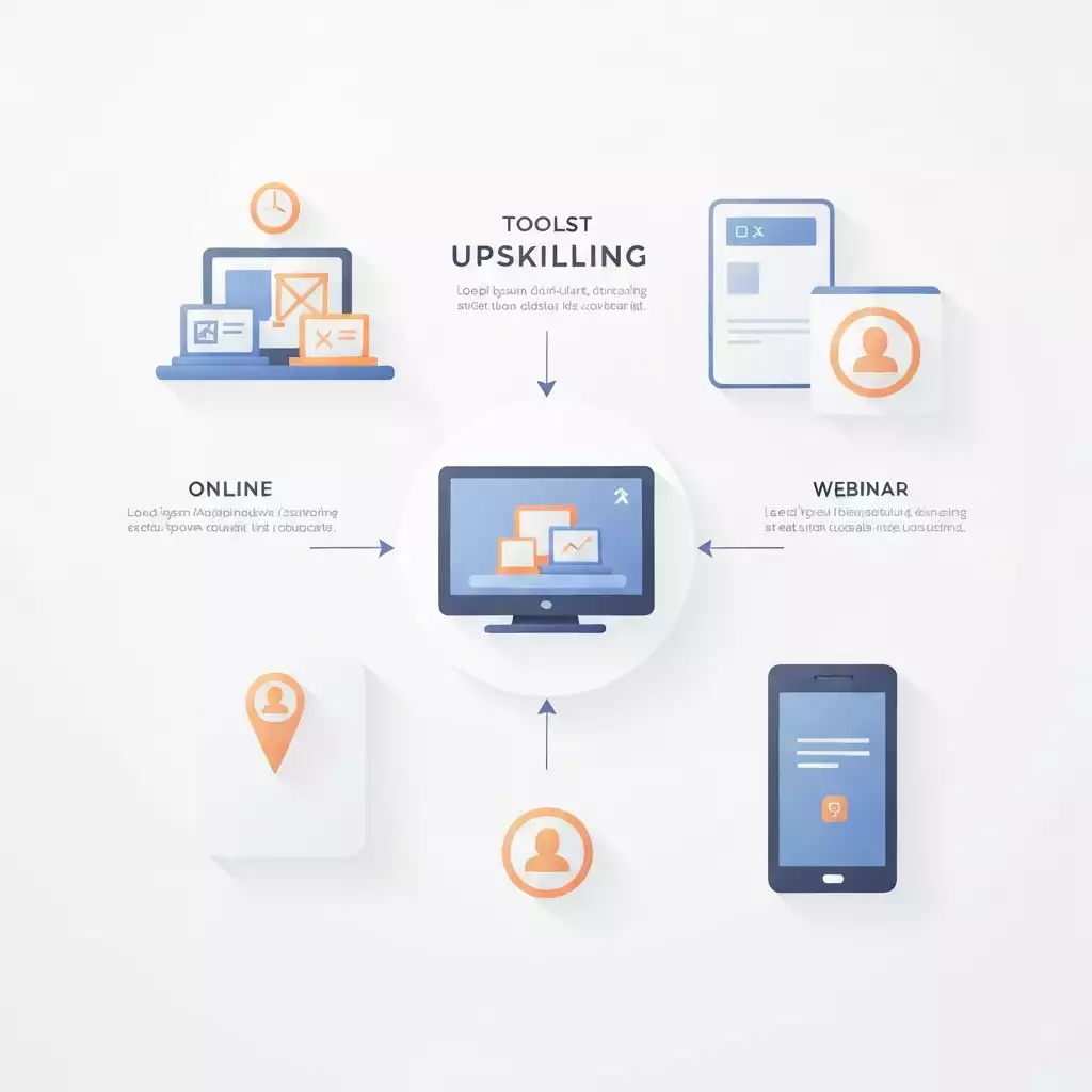 Various tools and resources for upskilling, including online courses and networking