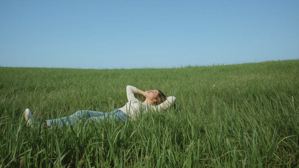 Digital Detox – Frau entspannt in der Natur
