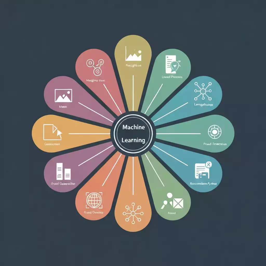 Illustration of machine learning concept with various applications