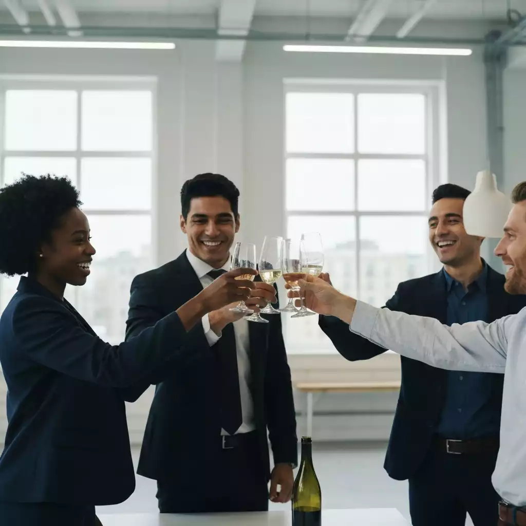 A successful business team celebrating a milestone