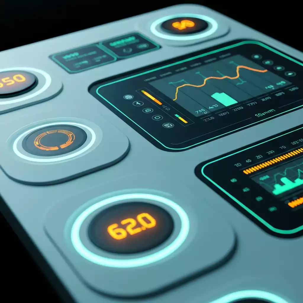 Control panel showing industrial automation metrics