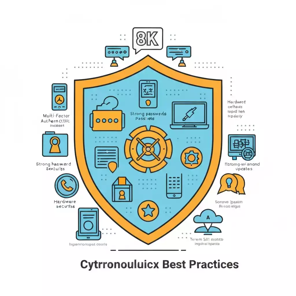 Illustration of cybersecurity best practices with shield icon