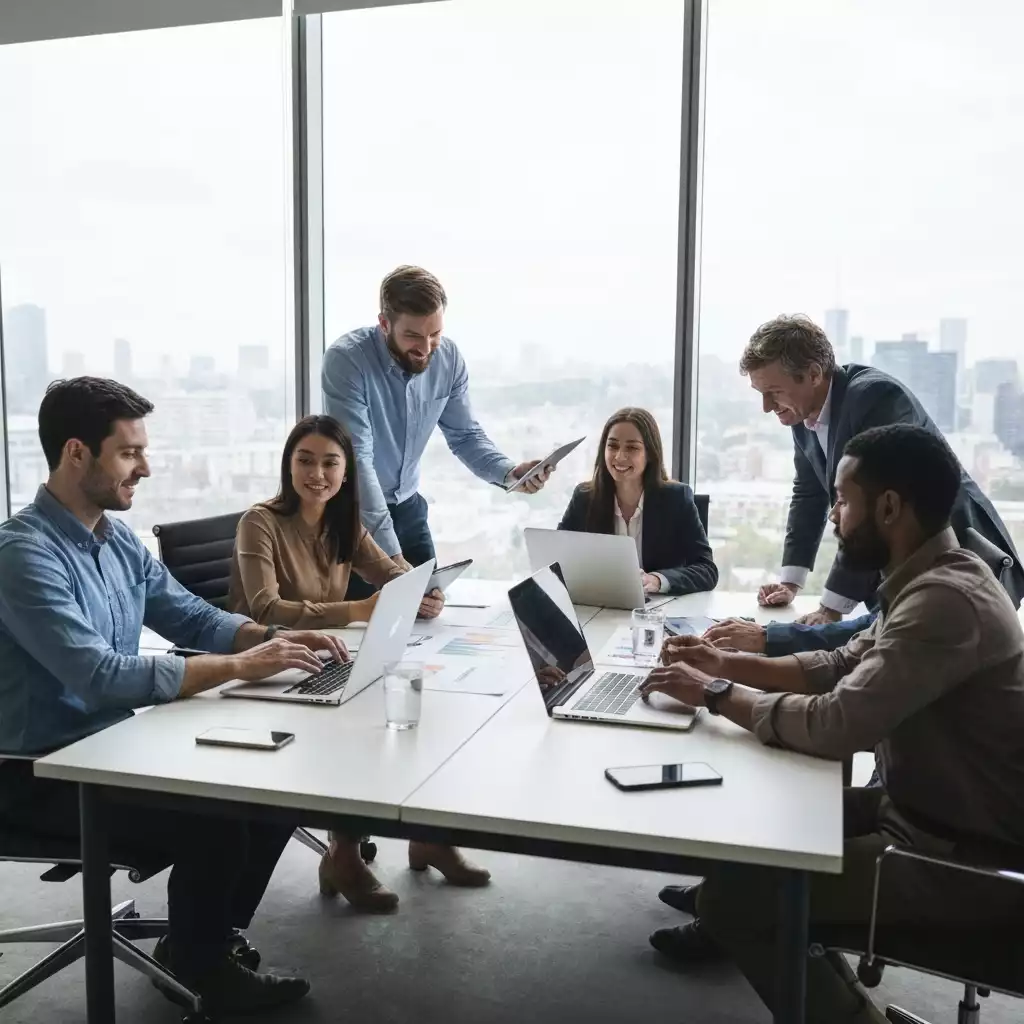 Teamarbeit in einem modernen Büro mit digitaler Technologie