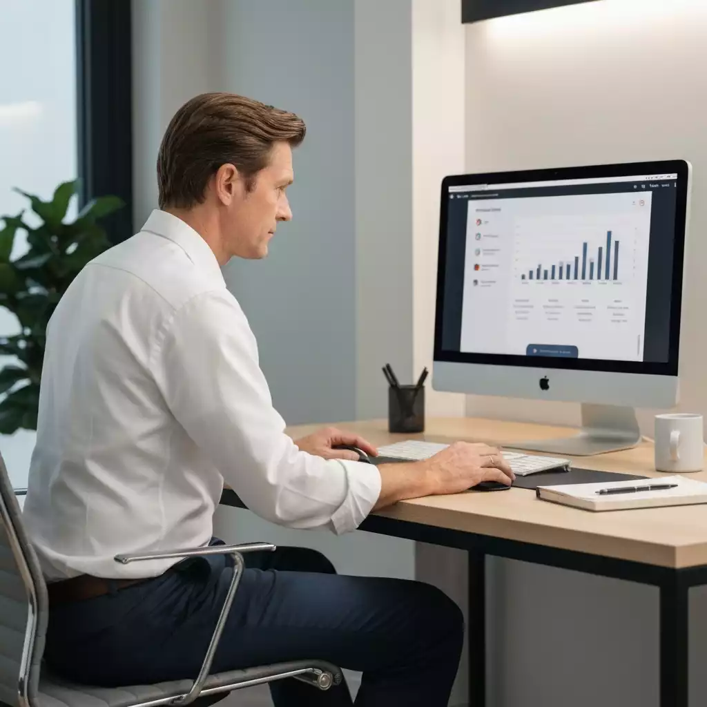 Professional attending an online seminar