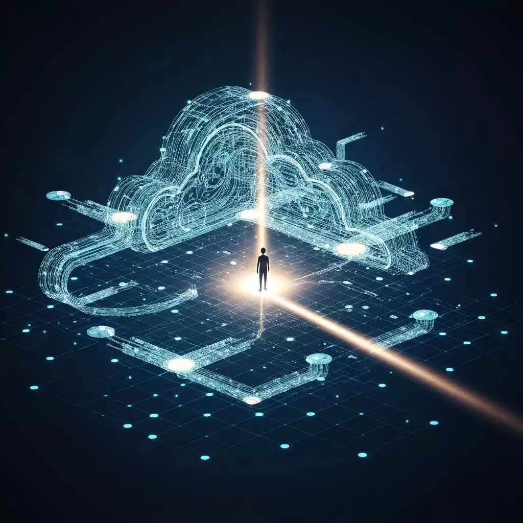 Illustration of cloud computing facilitating remote access to data